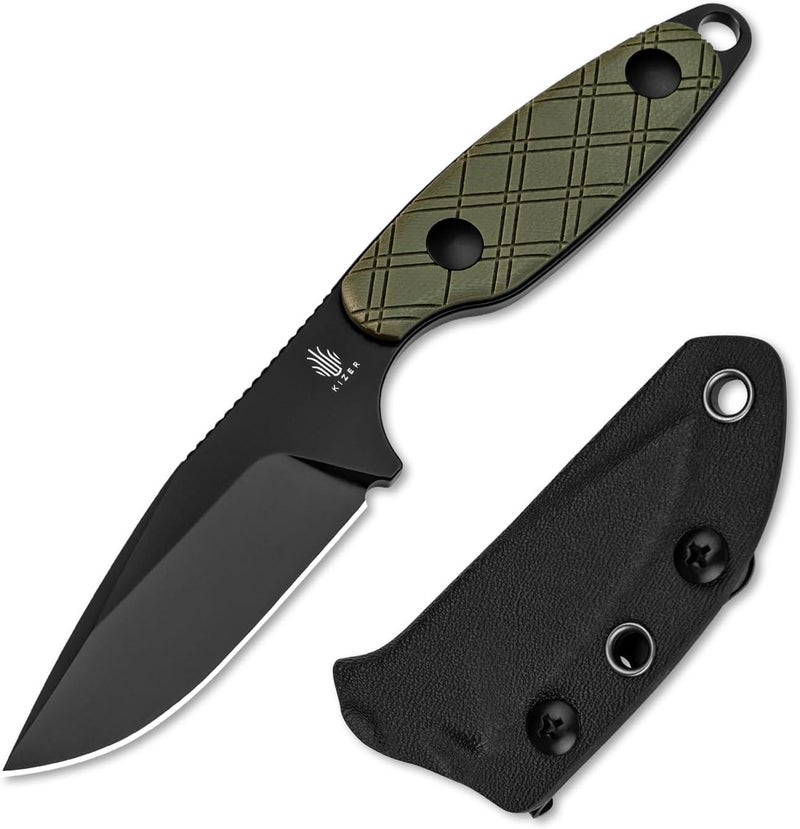 KIZER Muskrat Fixed Blade Knife, 3.15 In D2 Neck Knife Argyle Pattern G10 Handle Fixed Blade EDC Knives for Men Women, Outdoor Hunting Hiking Survival Camping Knives 1064A1 - Image 1